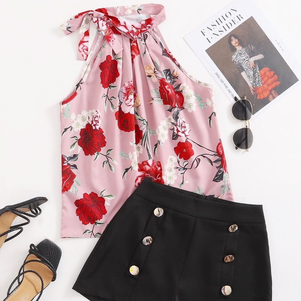 Floral design top and short Size S